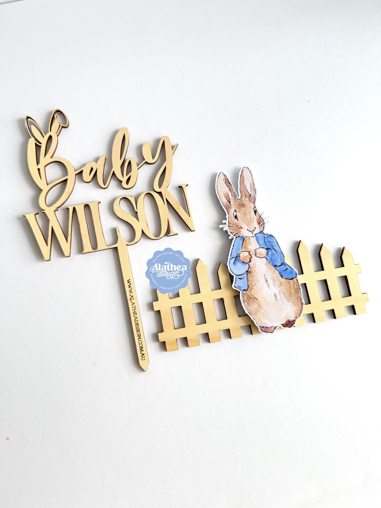 Baby Shower Plywood Cake Topper | Peter Rabbit Theme Cake Topper | Bunny Cake Topper