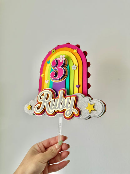 Rainbow Retro Cake Topper
