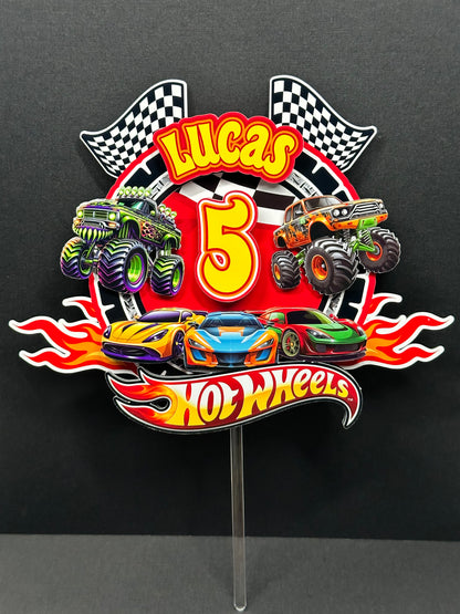 Hot Wheels Car Monster Truck Theme v2 Cake Topper