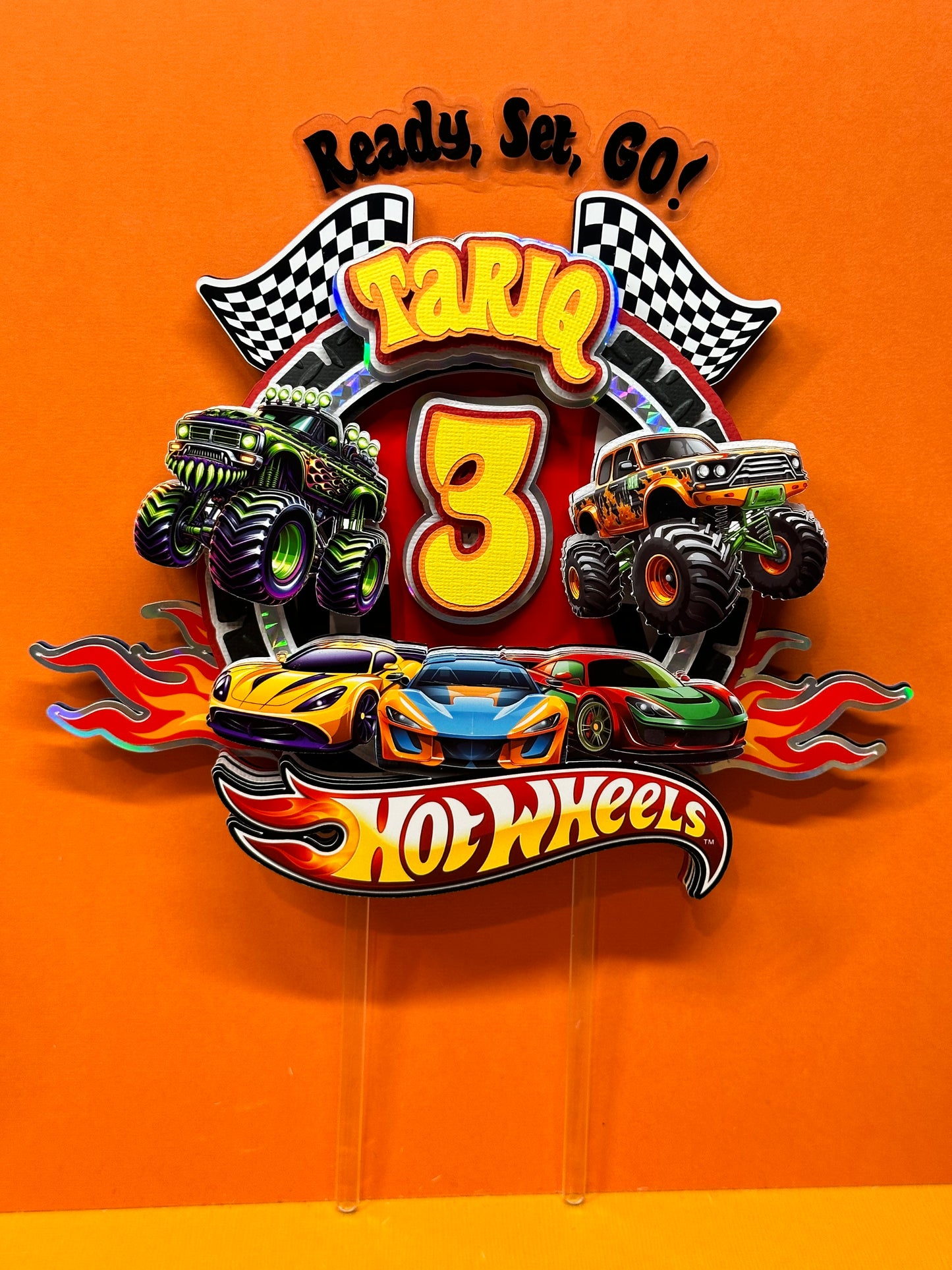 Hot Wheels Car Monster Truck Theme v2 Cake Topper