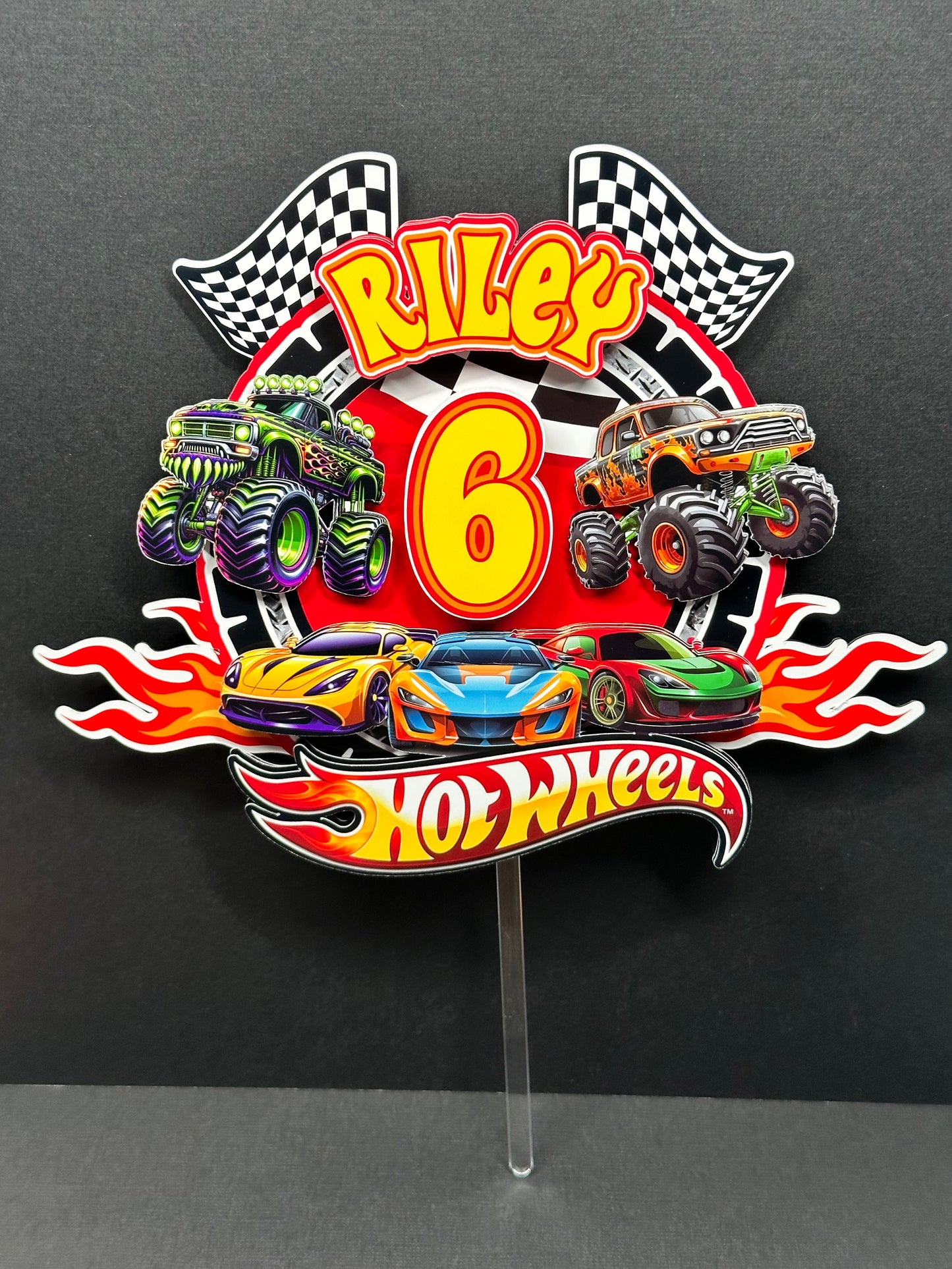 Hot Wheels Car Monster Truck Theme v2 Cake Topper