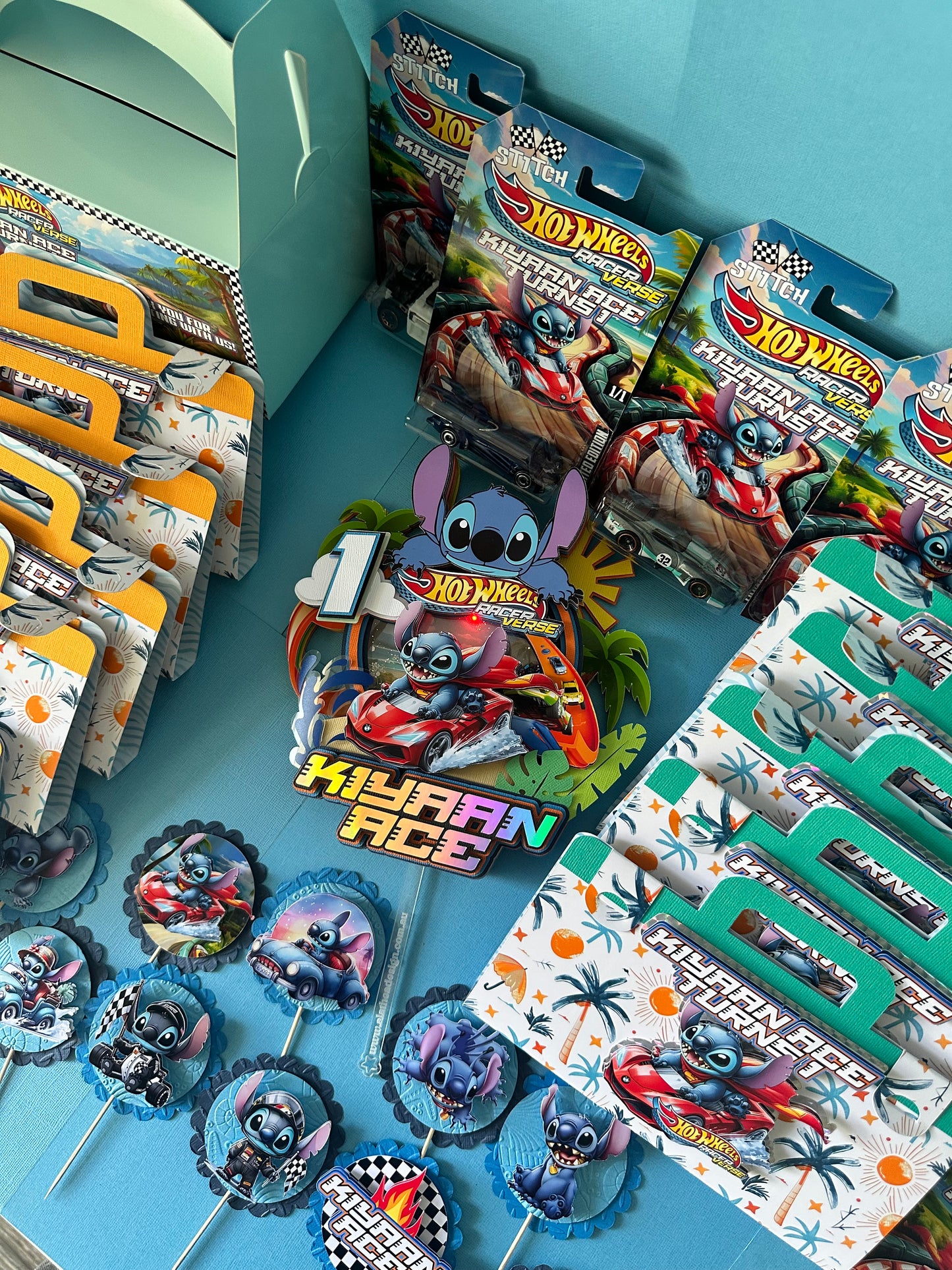 Stitch x Hot Wheels Theme Cake Topper