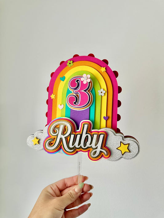 Rainbow Retro Cake Topper