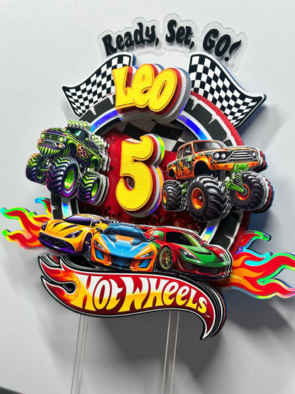 Hot Wheels Car Monster Truck Theme v2 Cake Topper