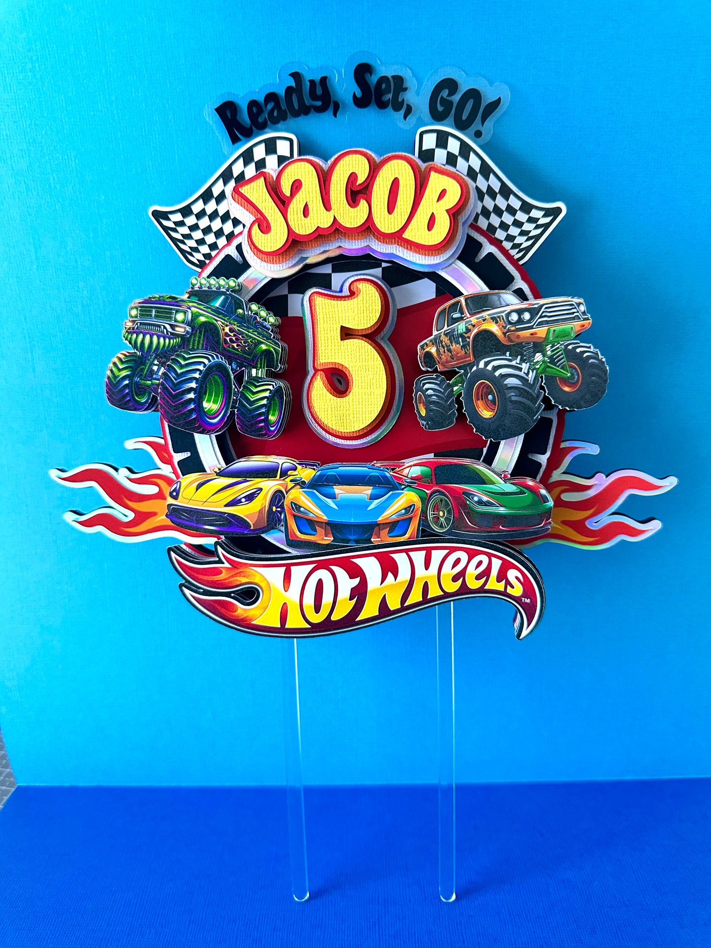 Hot Wheels Car Monster Truck Theme v2 Cake Topper
