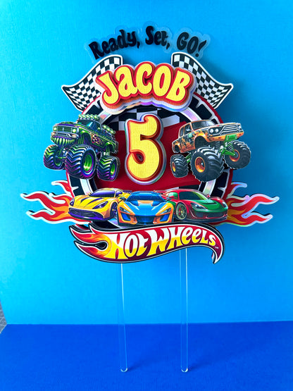 Hot Wheels Car Monster Truck Theme v2 Cake Topper