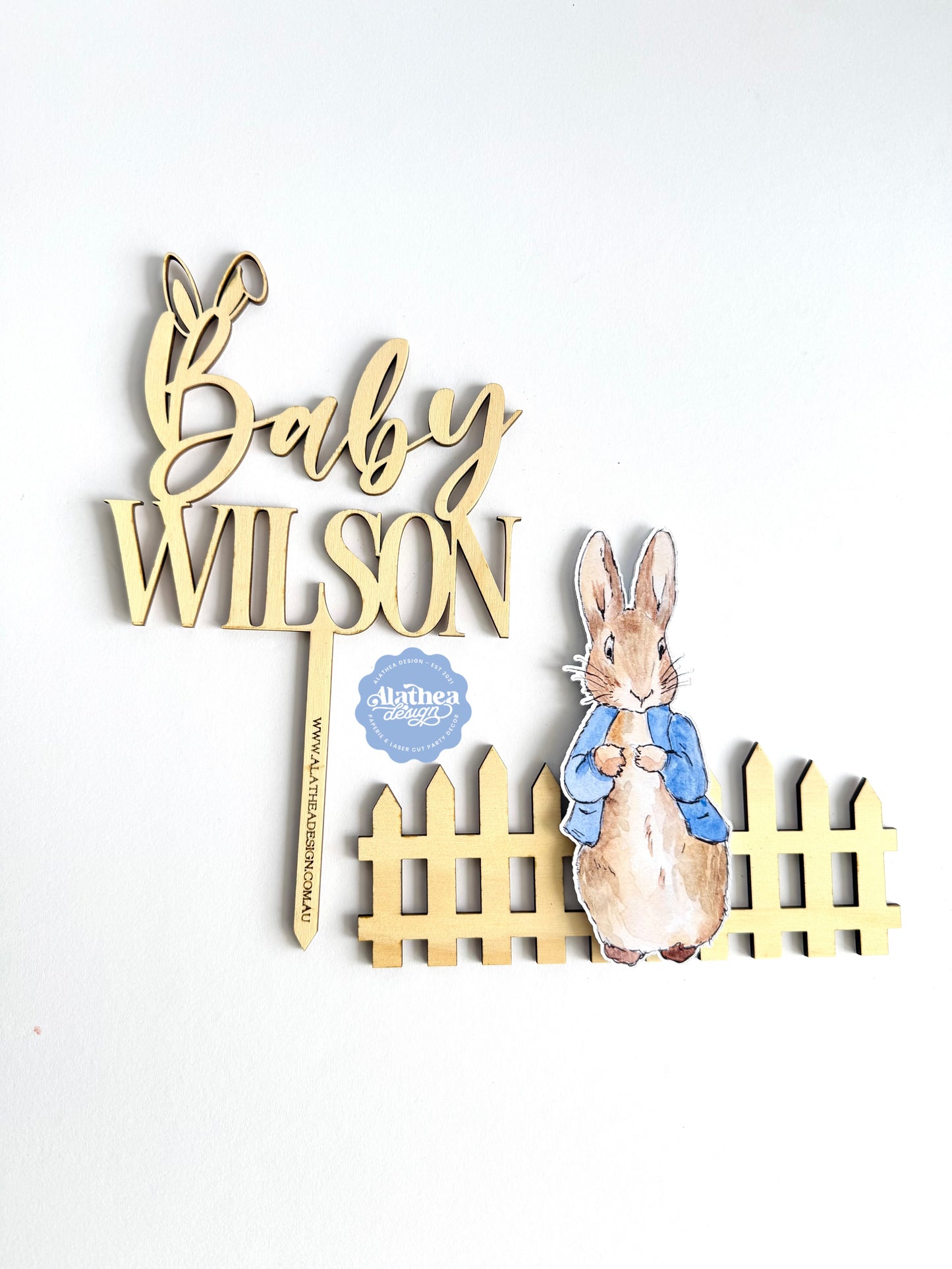 Baby Shower Plywood Cake Topper | Peter Rabbit Theme Cake Topper | Bunny Cake Topper