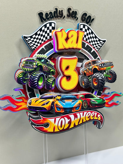 Hot Wheels Car Monster Truck Theme v2 Cake Topper
