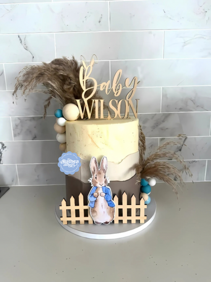 Baby Shower Plywood Cake Topper | Peter Rabbit Theme Cake Topper | Bunny Cake Topper