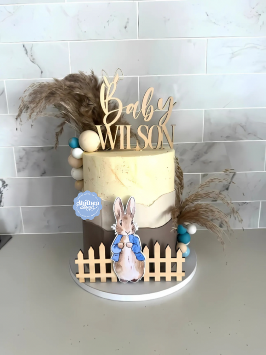 Baby Shower Plywood Cake Topper | Peter Rabbit Theme Cake Topper | Bunny Cake Topper